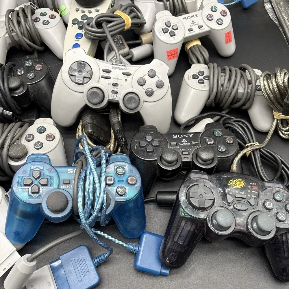 PlayStation 1 & 2 Controller Lot Of 19 Controllers Untested As Is